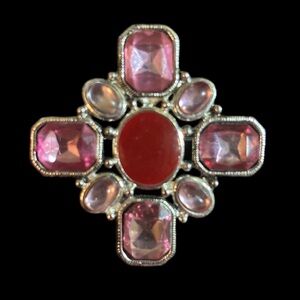 Vintage Silver & Pink Brooch